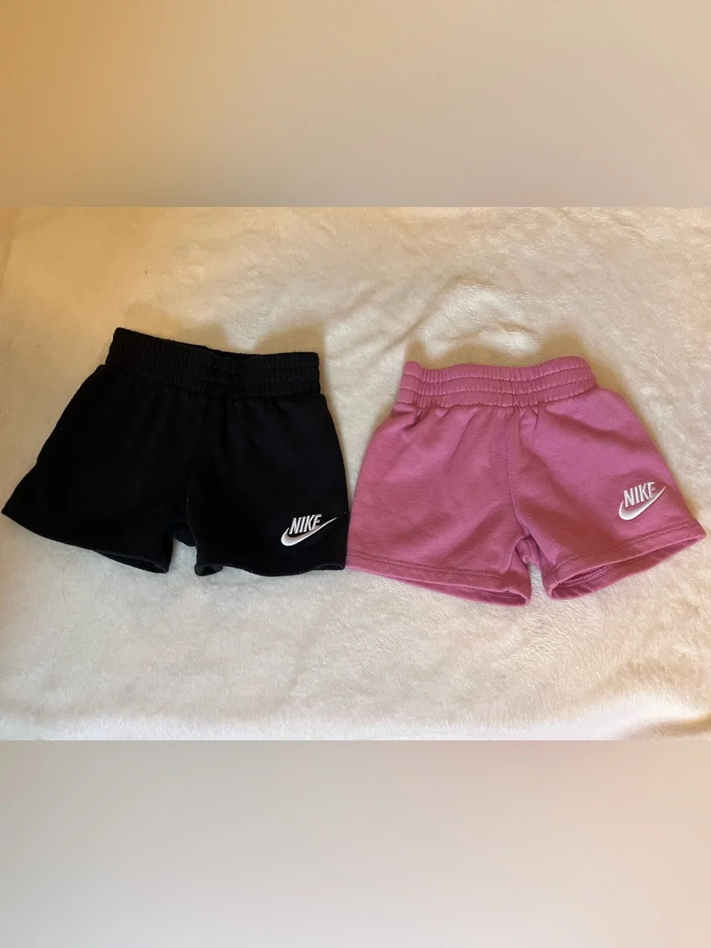 Nike Kids Black and Pink Elastic-Waist Shorts - Twin Pack 12month